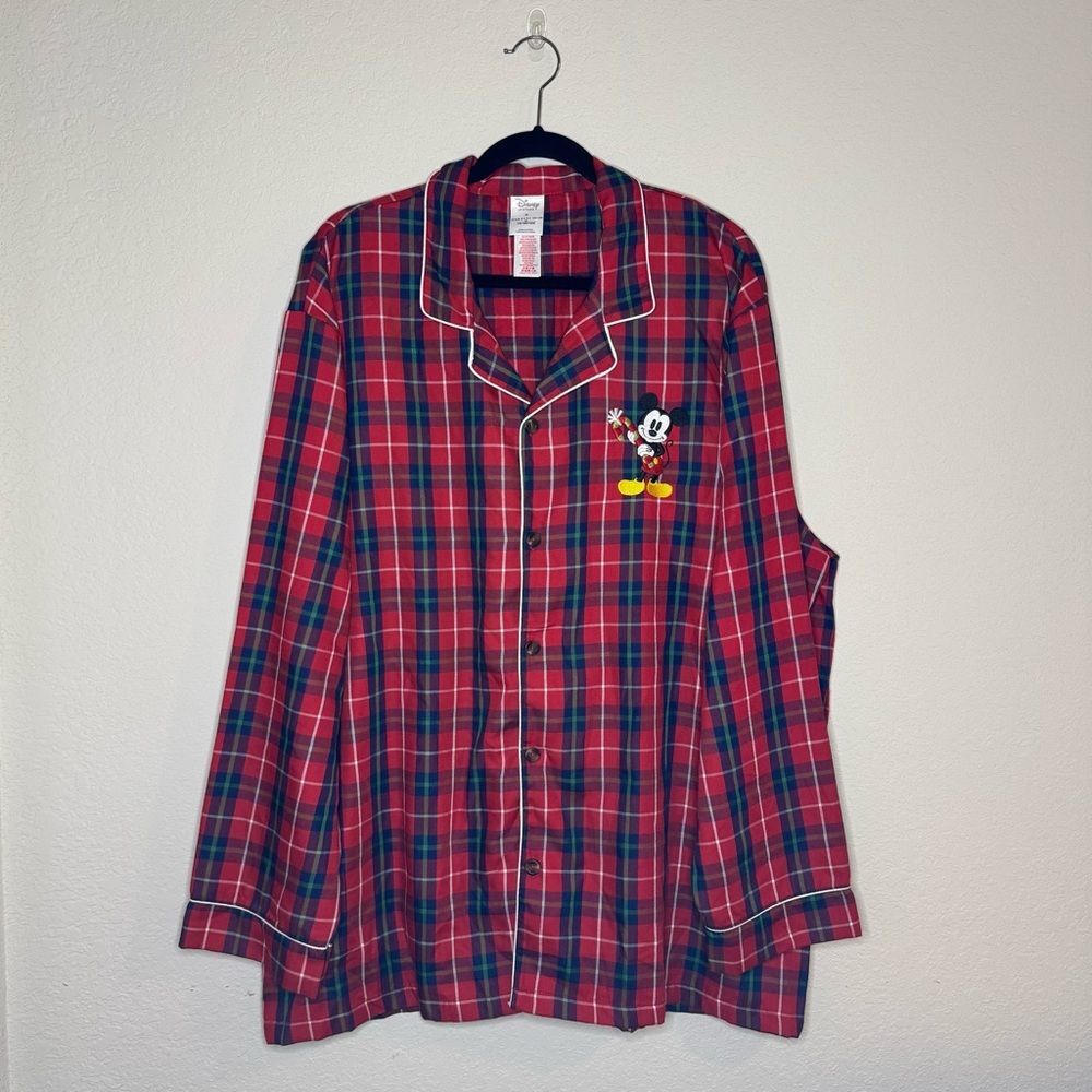 Disney Mickey Mouse Candy Cane Christmas Holiday Plaid PJ Pajama SET Size XL